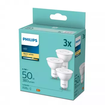 Philips LED prožektorius Spot PAR16 GU10 4.7W šilta balta 380lm 3 vnt.