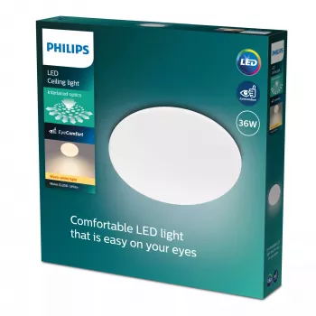 Lubinis šviestuvas Philips Functional Moire 36 W LED, baltas, apvalus, nekeičiamos lemputės, 220–240 V