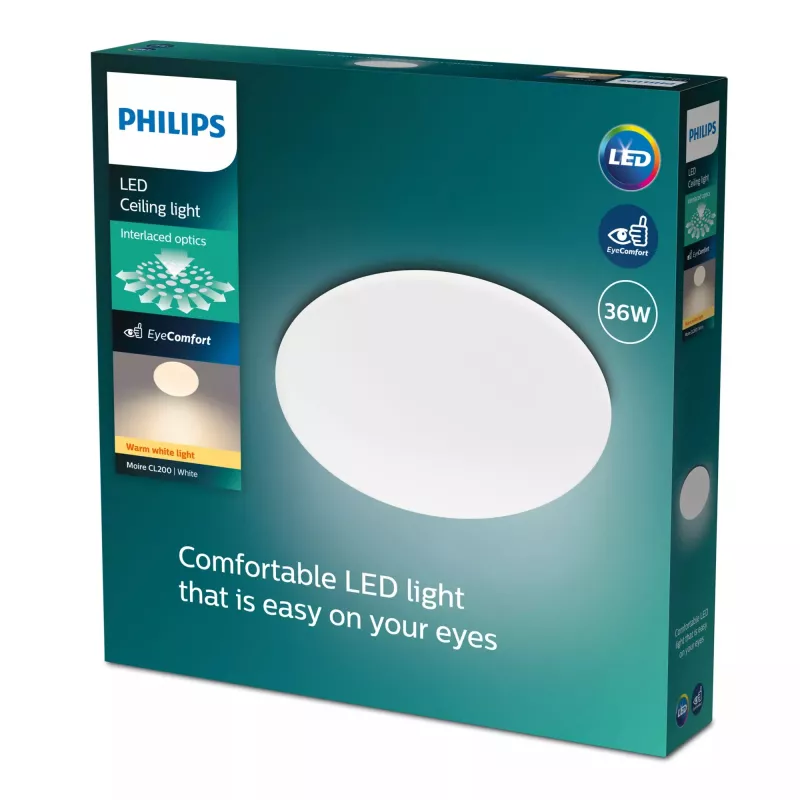 Lubinis šviestuvas Philips Functional Moire 36 W LED, baltas, apvalus, nekeičiamos lemputės, 220–240 V