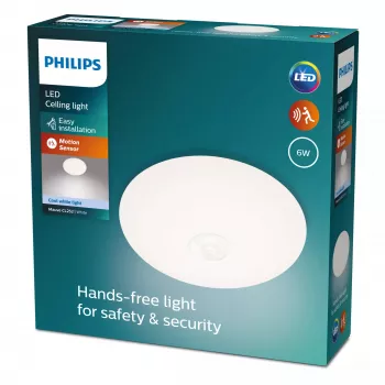 LED lubinis šviestuvas Philips Functional Mauve 6 W, apvalus 250×72 mm, baltas, su integruotu judesio davikliu