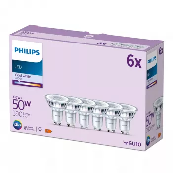 Philips LED prožektorius 50W PAR16 GU10 x6, 4.6 W, 390 lm, 15000 h, šalta balta