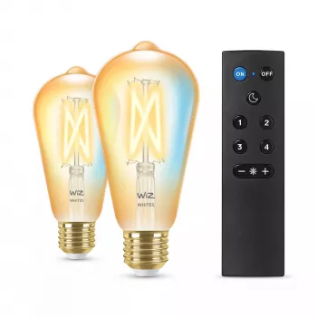 WiZ kaitrinė lemputė Amber 50 W ST64 E27 x2, išmanioji lemputė, Wi-Fi/Bluetooth, auksinė, Wi-Fi 4 (802.11n), 802.11b, 802.11g, LED, E27