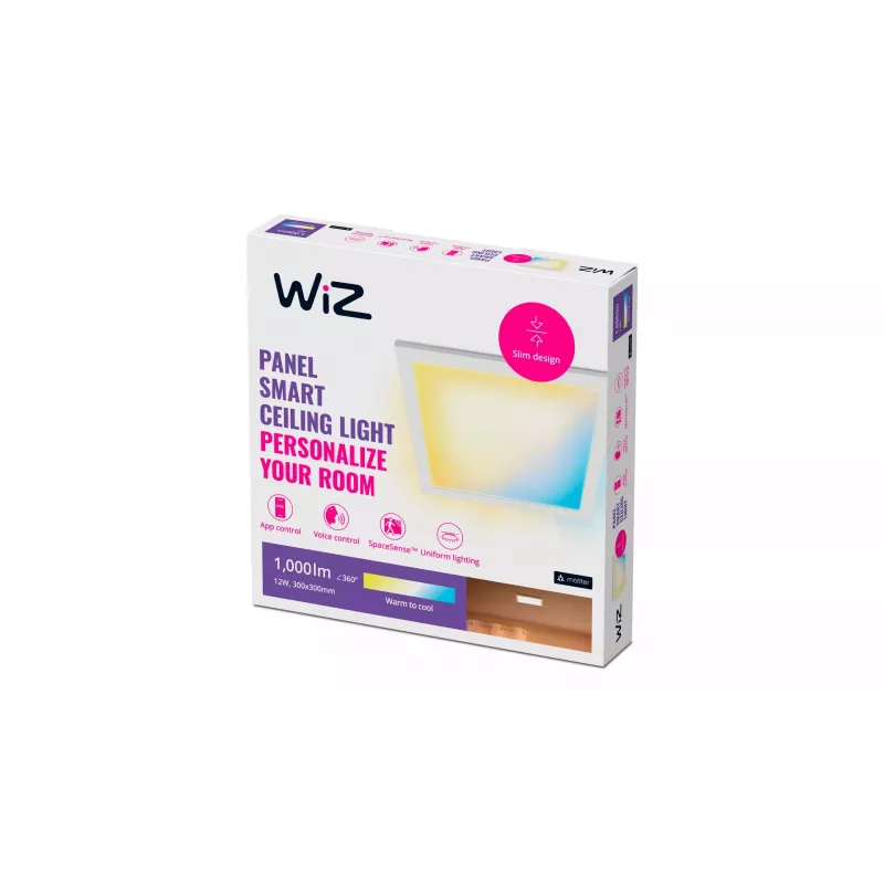Signify WiZ Panel Ceiling 12 W kvadratinis išmanus LED lubinis šviestuvas