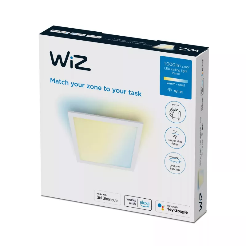 Signify WiZ Panel Ceiling 12 W kvadratinis išmanus LED lubinis šviestuvas