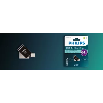 Philips FM64DC152B/00 USB atmintukas 64 GB USB Type-C 3.2 Gen 1 (3.1 Gen 1) Juodas