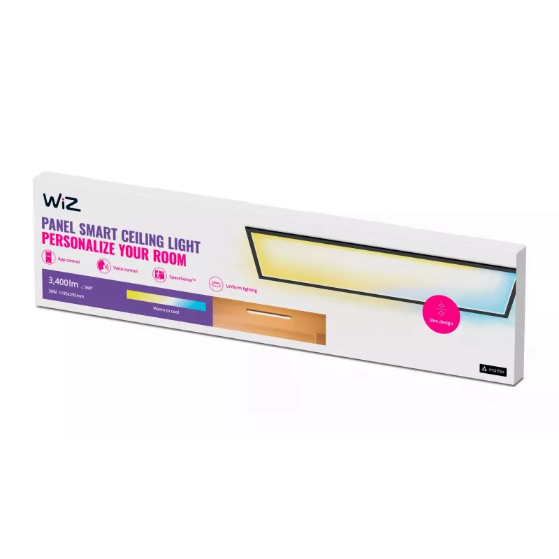 WiZ lubos LED panelis 36 W stačiakampis juodas