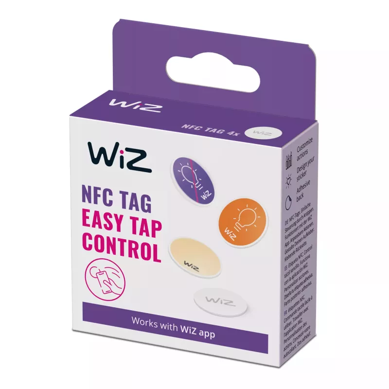 WiZ NFC žymos 4 vnt., belaidės, NFC, baltos, IP20, plastikinės, nereikia maitinimo