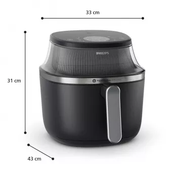 Philips 3000 serijos NA331/00 gruzdintuvė Viena 6,2 L Atskira 1700 W Karšto oro gruzdintuvė Juoda, Sidabrinė