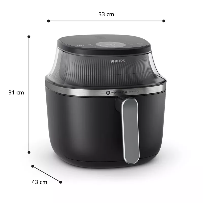 Philips 3000 serijos NA331/00 gruzdintuvė Viena 6,2 L Atskira 1700 W Karšto oro gruzdintuvė Juoda, Sidabrinė