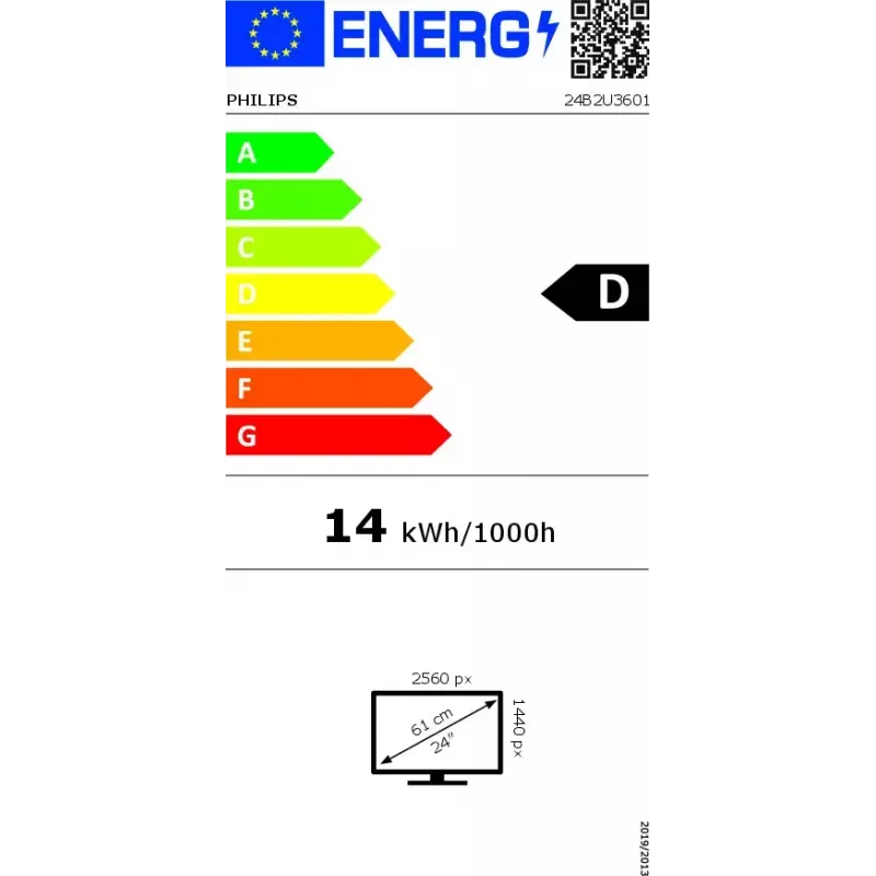 Monitorius Philips 24B2U3601 23.8 colio (60,5 cm) IPS Quad HD 2560x1440, USB 3.2 šakotuvas, USB-C, garsiakalbiai, reguliuojamas aukštis, VESA, juodas