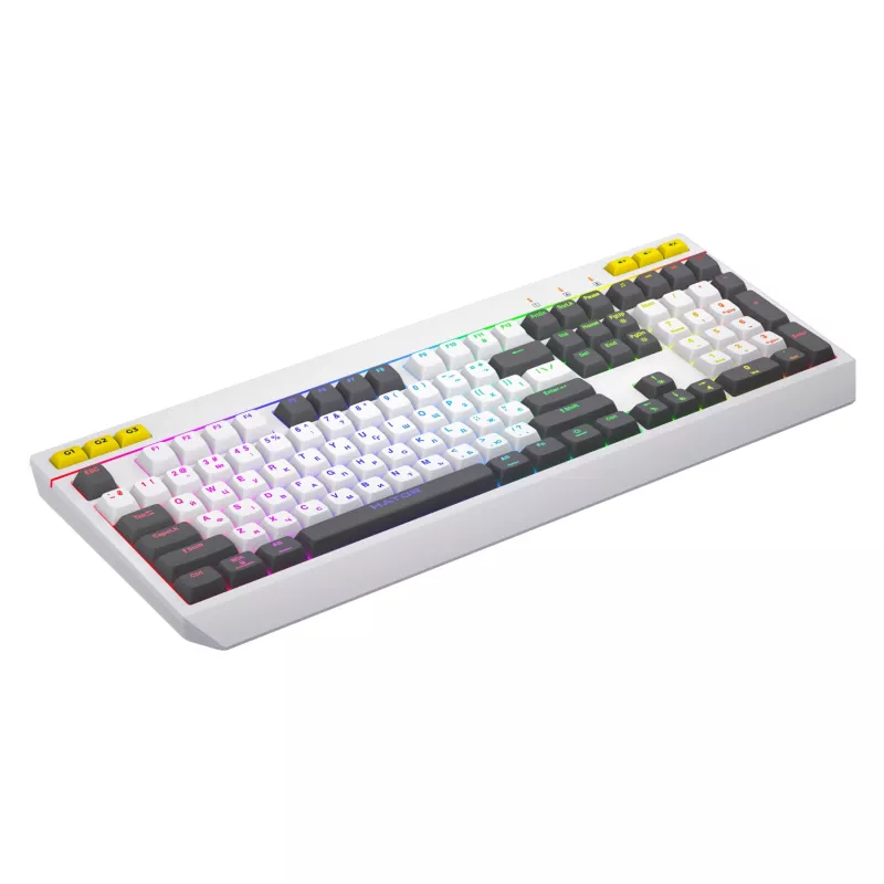 HATOR Icefall klaviatūra membraninė USB QWERTY amerikietiška balta Full-size RGB LED