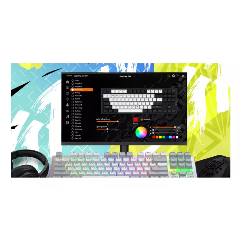 HATOR Gravity TKL klaviatūra žaidimams USB QWERTY US anglų balta