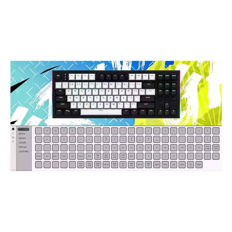 HATOR Gravity TKL klaviatūra žaidimams USB QWERTY US anglų balta