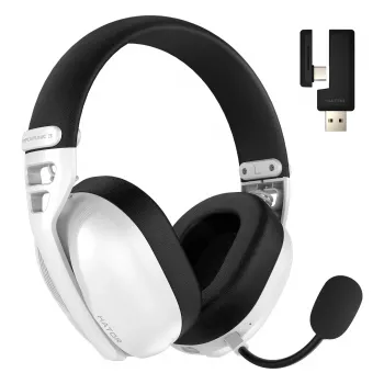 Ausinės HATOR Hyperpunk 3 Wireless belaidės ir laidinės, žaidimų, USB Type-C / USB Type-A, Bluetooth, balta
