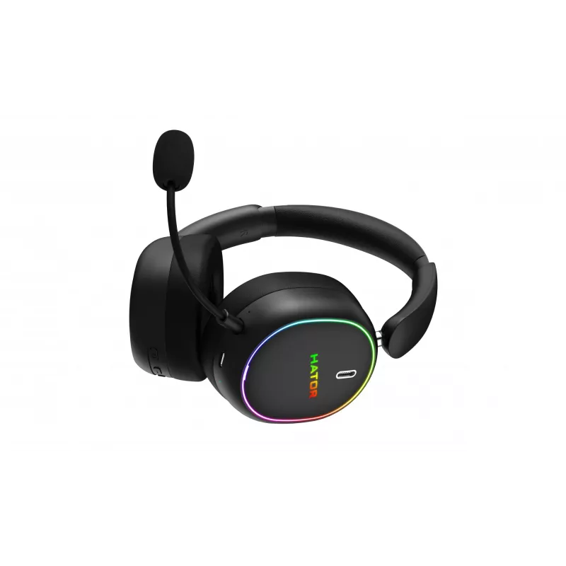 HATOR Phoenix 2 Wireless belaidės ir laidinės ausinės žaidimams, USB Type-C / USB Type-A, Bluetooth, juodos