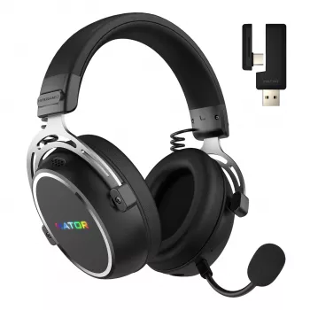 HATOR Hypergang 3 Wireless belaidės ausinės su mikrofonu, USB-C / USB-A, Bluetooth, juodos
