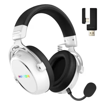 HATOR Hypergang 3 Wireless belaidės ausinės lankeliu, USB Type-C / USB Type-A, Bluetooth, balta