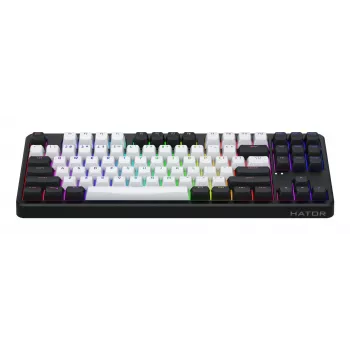 HATOR Rockfall 3 TKL Wireless, juoda, QMK/VIA, OMA profilio baltai-juodi klavišai, linijiniai mechaniniai karštai keičiami jungikliai, US ANSI išdėstymas (HTK850)