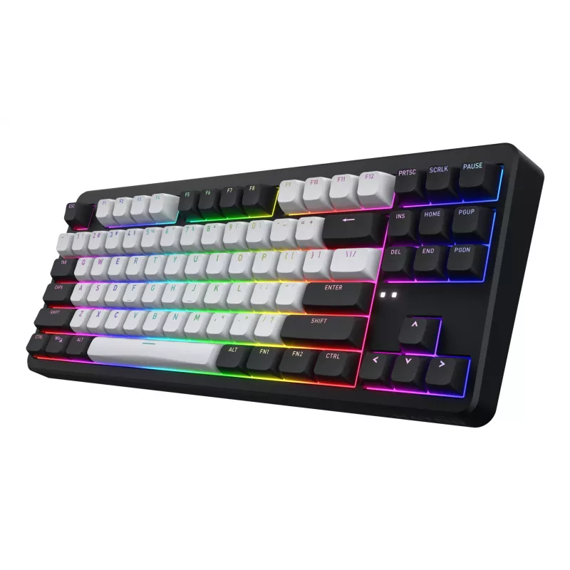 HATOR Rockfall 3 TKL Wireless, juoda, QMK/VIA, OMA profilio baltai-juodi klavišai, linijiniai mechaniniai karštai keičiami jungikliai, US ANSI išdėstymas (HTK850)
