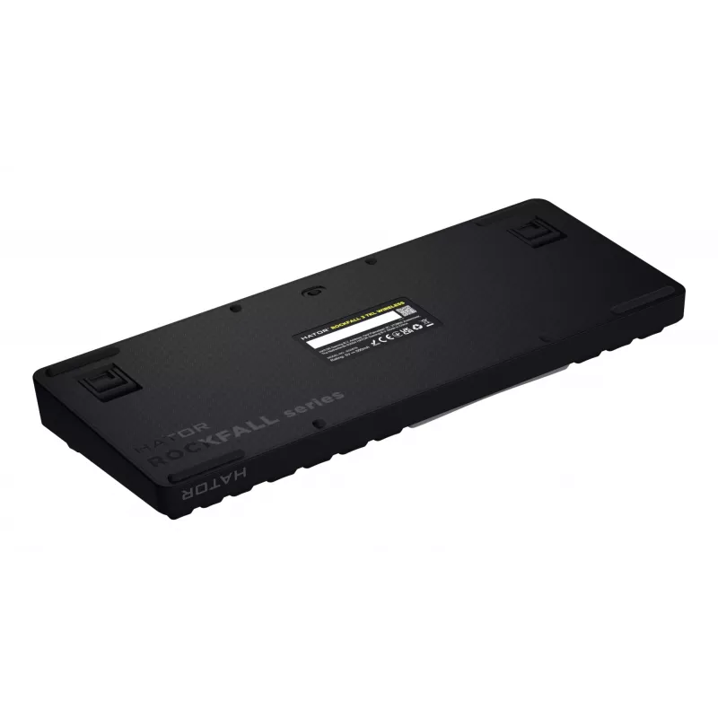 HATOR Rockfall 3 TKL Wireless, juoda, QMK/VIA, OMA profilio baltai-juodi klavišai, linijiniai mechaniniai karštai keičiami jungikliai, US ANSI išdėstymas (HTK850)