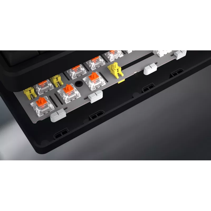 HATOR Rockfall 3 TKL Wireless, juoda, QMK/VIA, OMA profilio baltai-juodi klavišai, linijiniai mechaniniai karštai keičiami jungikliai, US ANSI išdėstymas (HTK850)