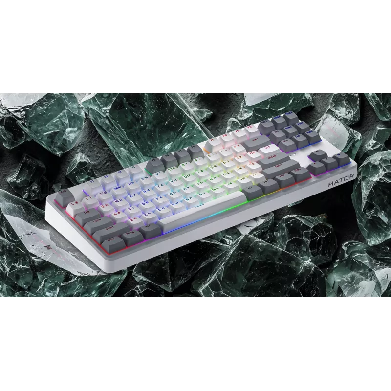 HATOR Rockfall 3 TKL Wireless, juoda, QMK/VIA, OMA profilio baltai-juodi klavišai, linijiniai mechaniniai karštai keičiami jungikliai, US ANSI išdėstymas (HTK850)