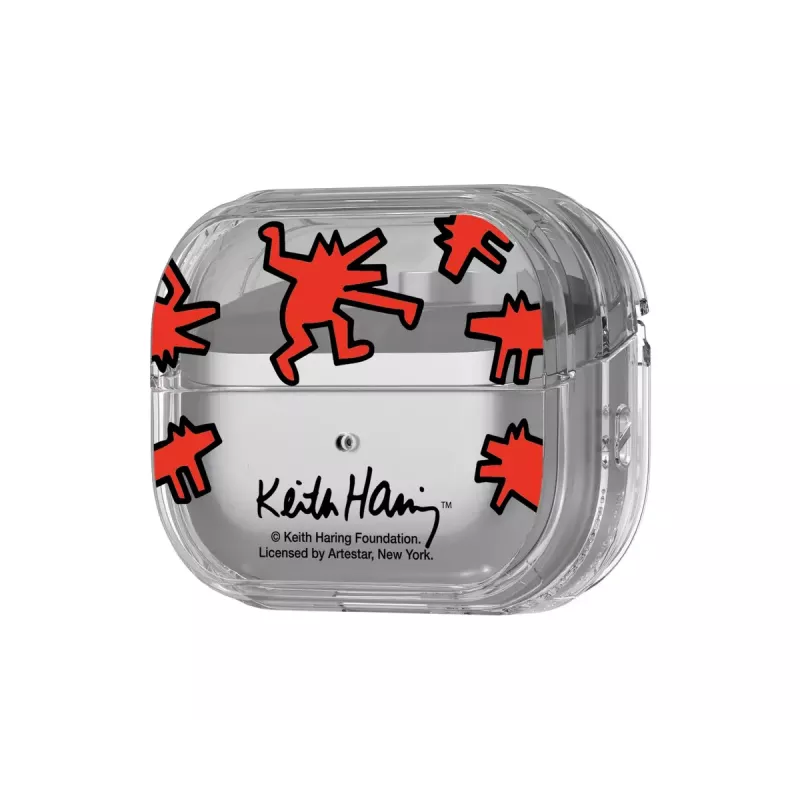 Dėklas Samsung Keith Haring Slickback Galaxy Buds3 Pro Raudonas Skaidrus