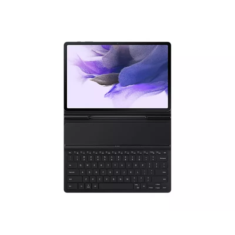 Planšetinio kompiuterio klaviatūra Samsung EF-DT730BBGGDE – Pogo Pin QWERTZ, juoda, skirta Galaxy Tab S7+/S7 FE, 196,7×13,4×286,3 mm