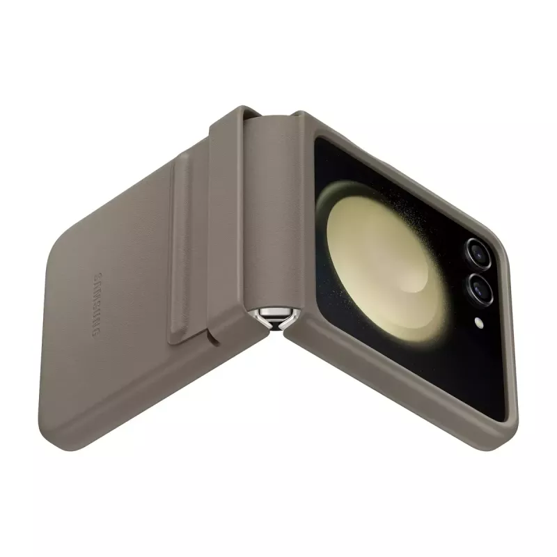 Dėklas Samsung Galaxy Z Flip5 EF-VF731PAEGWW, dirbtinė oda, 6,7 colio (17 cm) – Taupe