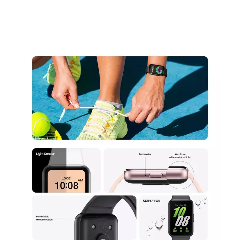 Samsung Galaxy Fit3 4,06 cm (1,6 colio) AMOLED 40 mm Skaitmeninis 256 x 402 pikseliai Liečiamas ekranas Pilka