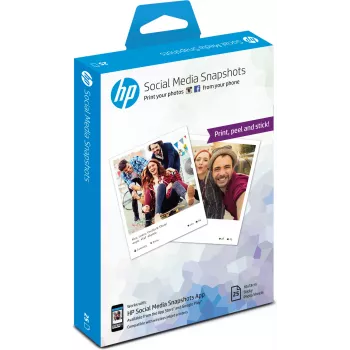 HP Social Media Snapshots Nuimamas Lipnus Nuotraukų Popierius – 25 lapai / 10 x 13 cm, Baltas, Pusiau blizgus