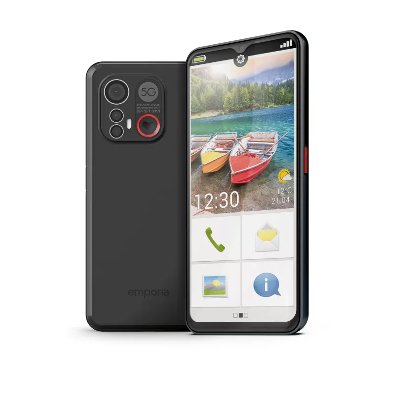 Emporia emporiaME6 16,7 cm (6,58 colio) viena SIM Android 13 5G USB Type-C 6 GB 128 GB 4900 mAh Juoda