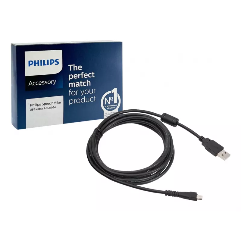 Philips ACC0034/00 USB laidas, skirtas SpeechMike III, 2,4 m, USB A, juodas