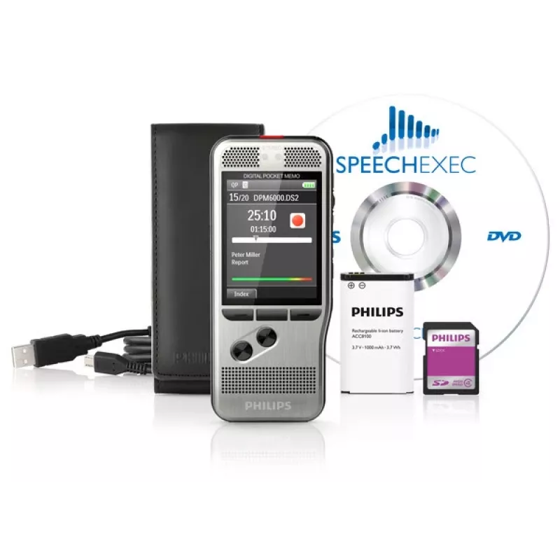 Philips DPM6000 diktofonas su atminties kortele, juodas, sidabrinis