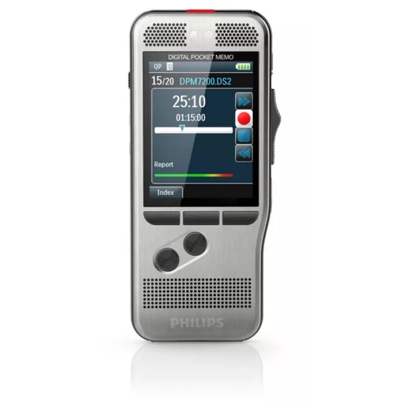 Philips DPM 7200 diktofonas su „Flash“ kortele, nerūdijančio plieno korpusas