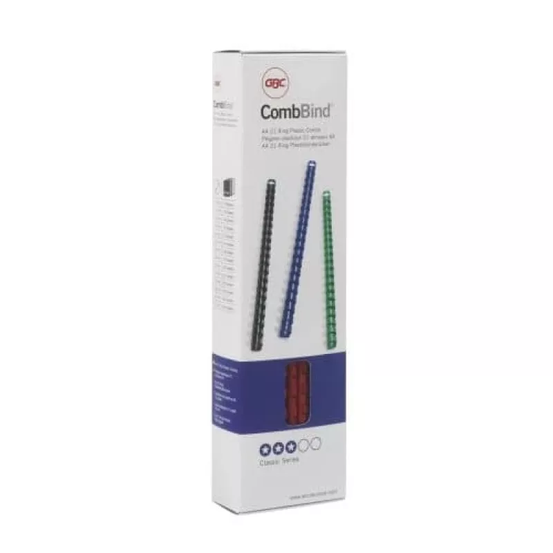 GBC CombBind įrišimo šukos 14 mm A4 21R, mėlynos, 125 lapų, PVC, 100 vnt.
