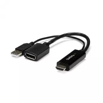 StarTech.com HDMI į DisplayPort adapteris - 4K 30Hz, 3840 x 2160 pikseliai, 1080p, 720p, 120 Hz, juodas, MegaChips - STDP2600, aktyvus vaizdo keitiklis