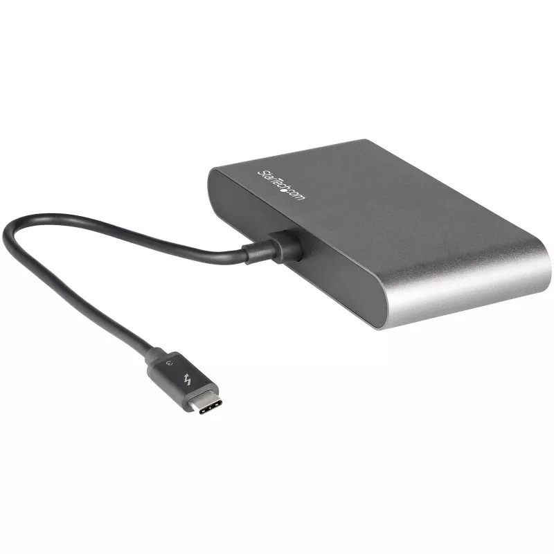 StarTech.com dviejų monitorių Thunderbolt mini dokas, 4K 60Hz DisplayPort, belaidis centras Windows ir Mac, Gigabit Ethernet, 1x USB-A (USB 5Gbps), 28 cm laidas