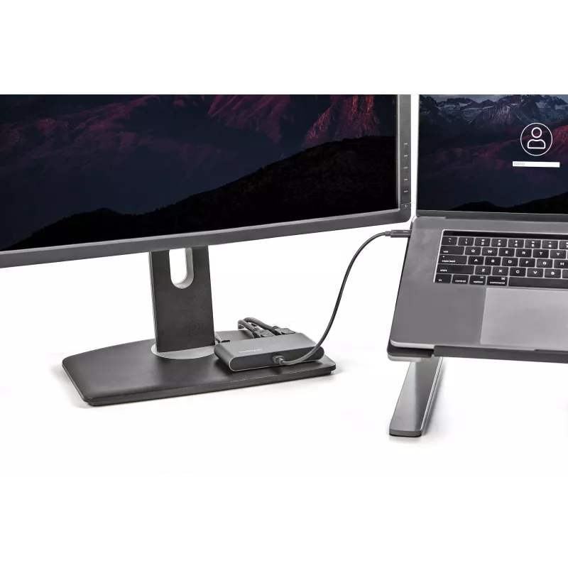 StarTech.com dviejų monitorių Thunderbolt mini dokas, 4K 60Hz DisplayPort, belaidis centras Windows ir Mac, Gigabit Ethernet, 1x USB-A (USB 5Gbps), 28 cm laidas