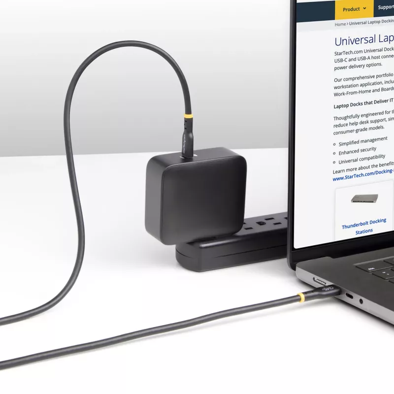 StarTech.com 3 m USB-C įkrovimo laidas, USB-IF sertifikuotas USB C kabelis, 240 W PD EPR, USB 2.0 Type-C nešiojamojo kompiuterio įkroviklio laidas, USB-C duomenų perdavimo kabelis, TPE apvalkalas, M/M
