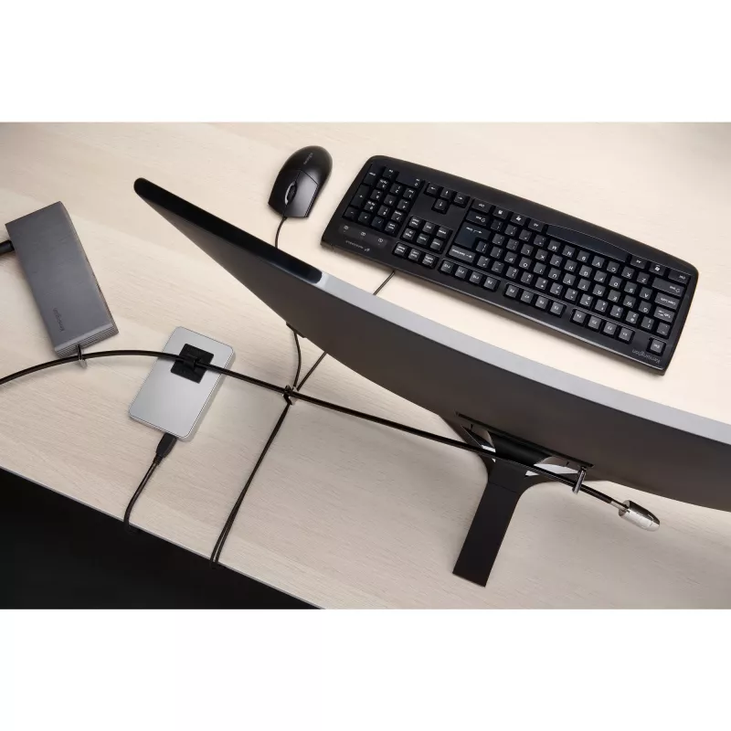 Kensington Desktop & Peripherals Locking Kit 2.0, 2,44 m, raktinis, anglinis plienas, juoda, sidabrinė