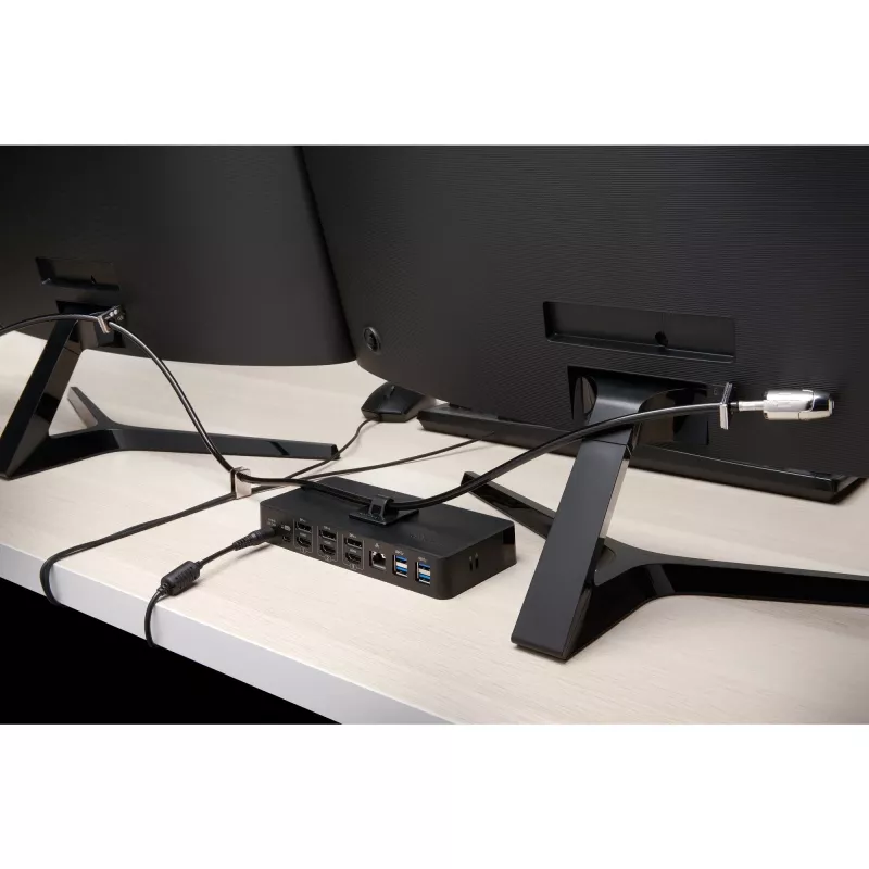 Kensington Desktop & Peripherals Locking Kit 2.0, 2,44 m, raktinis, anglinis plienas, juoda, sidabrinė
