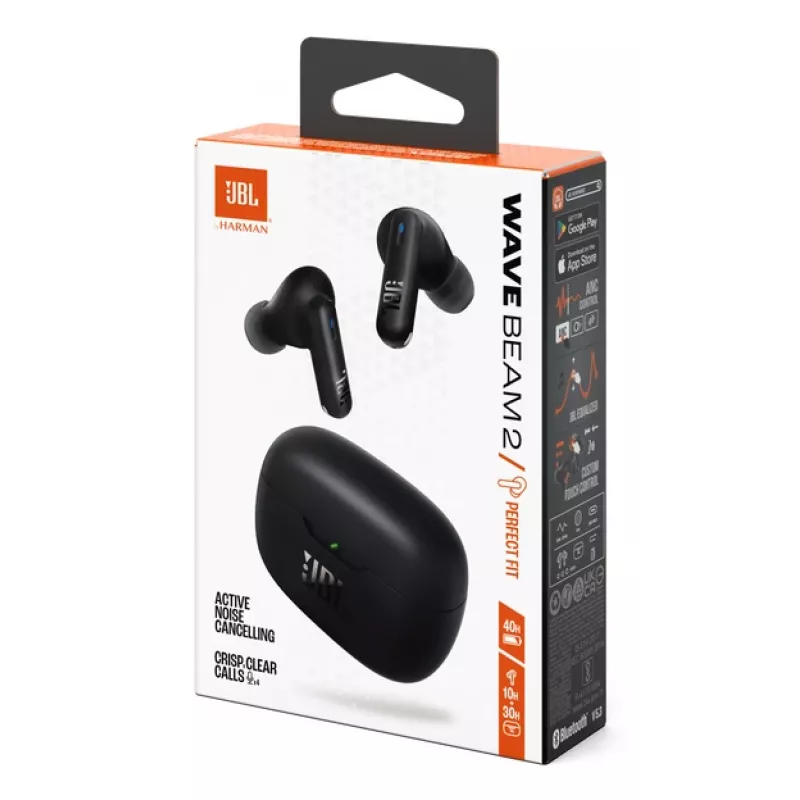 JBL Wave Beam 2 belaidės ausinės į ausis, skambučiams ir muzikai, Bluetooth, juodos