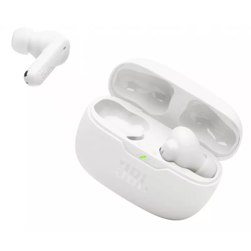 JBL Wave Beam 2 belaidžiai ausinukai į ausis, skambučiams ir muzikai, Bluetooth, balti