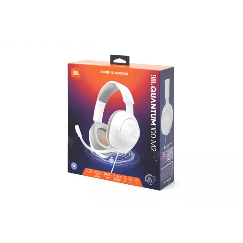 JBL Quantum 100M2 ausinės laidinės, ant galvos, žaidimams, baltos