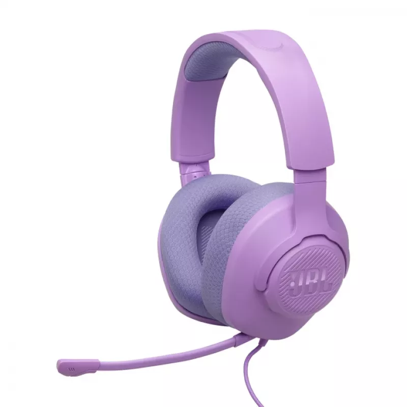 Žaidimų ausinės JBL Quantum 100M2 – laidinės, ant ausų, 20–20000 Hz, 1,2 m laidas, violetinės