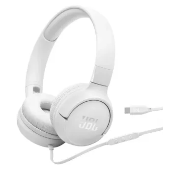 JBL Tune 520C USB-C laidinės ausinės, 32 mm tvarkyklės, JBL Pure Bass garsas, Hi-Res Audio, balta