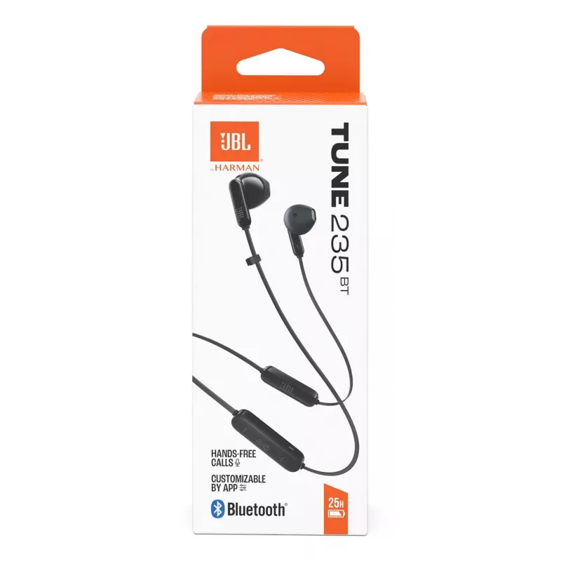 JBL Tune 235BT belaidės ausinės į ausis, juodos, muzikai ir skambučiams