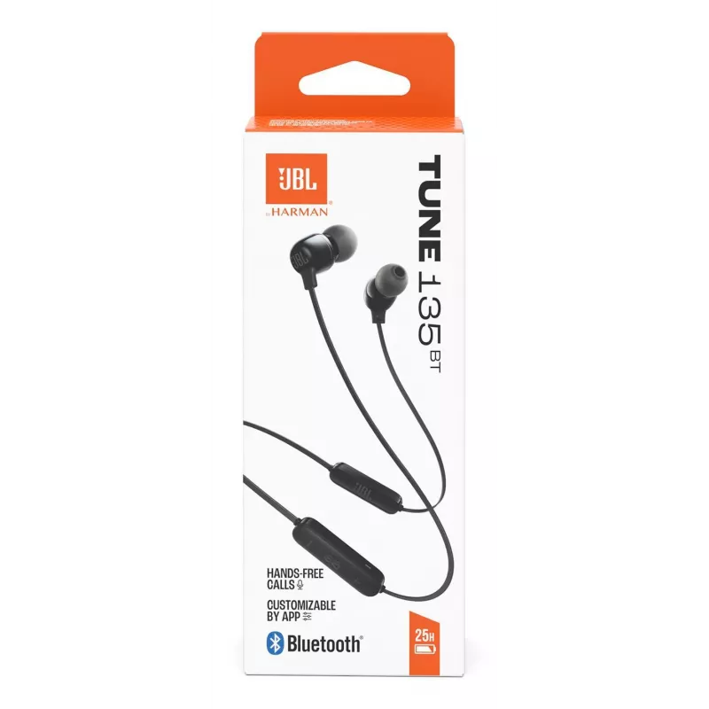 JBL Tune 135BT Belaidės ausinės Į ausį Skambučiams/Muzikai Bluetooth Juodos