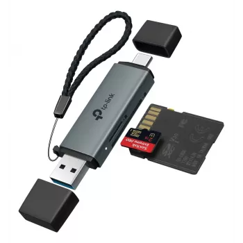 Kortelių skaitytuvas TP-LINK UA430D USB 3.1 – SD/MicroSD palaikymas, 200 MB/s, juodas, 75×22,9×9,3 mm